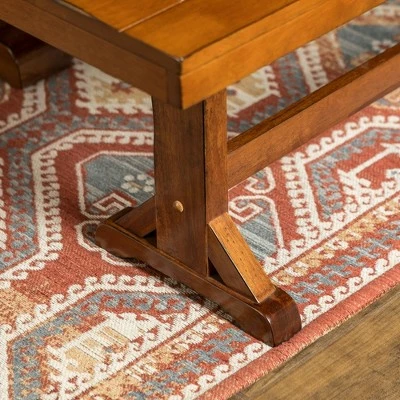 60" Trestle Leg Wood Dining Kitchen Bench - Saracina Home Antique Black 6 60" Trestle Leg Wood Dining Kitchen Bench - Saracina Home Antique Black - Image 4