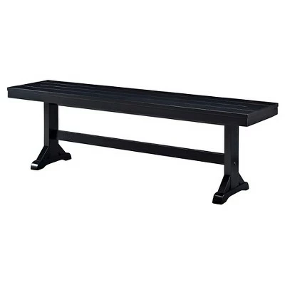 60" Trestle Leg Wood Dining Kitchen Bench - Saracina Home Antique Black 8 60" Trestle Leg Wood Dining Kitchen Bench - Saracina Home Antique Black - Image 6
