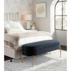 48" Chloe Contemporary Upholstered Storage Bench - LumiSource Chrome/gray -Ottomans Official Shop unnamed file 3543