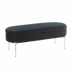 48" Chloe Contemporary Upholstered Storage Bench - LumiSource Chrome/gray -Ottomans Official Shop unnamed file 3555