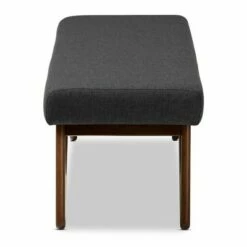 Rika Upholstered Brown Boomerang Bench - Baxton Studio Dark Gray