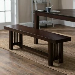 60" Cappuccino Wood Kitchen Dining Bench - Saracina Home