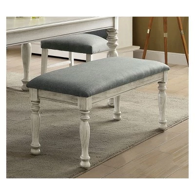 Natali Transitional Linen-Like Fabric Bench Antique White - HOMES: Inside + Out 3 Natali Transitional Linen-Like Fabric Bench Antique White - HOMES: Inside + Out