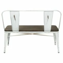 Oregon Industrial Farmhouse Dining/Entryway Bench - Vintage White Metal/Expresso Bamboo - Lumisource -Ottomans Official Shop unnamed file 3669