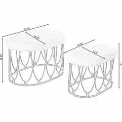 Fabulaxe Set of 2 Gold Metal Side Accent Table Stools with White Fur Top Seat -Ottomans Official Shop unnamed file 367