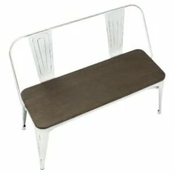 Oregon Industrial Farmhouse Dining/Entryway Bench - Vintage White Metal/Expresso Bamboo - Lumisource -Ottomans Official Shop unnamed file 3671