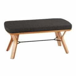 42" Folia Wood Bench - LumiSource Natural/charcoal -Ottomans Official Shop unnamed file 3725