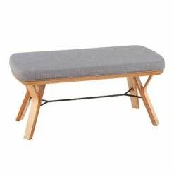 42" Folia Wood Bench - LumiSource Natural/charcoal -Ottomans Official Shop unnamed file 3726
