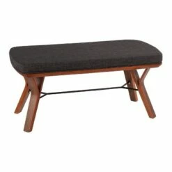 42" Folia Wood Bench - LumiSource Natural/charcoal -Ottomans Official Shop unnamed file 3727