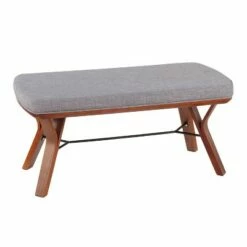 42" Folia Wood Bench - LumiSource Natural/charcoal -Ottomans Official Shop unnamed file 3728