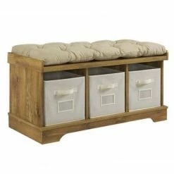 42" Upholstered Wood Entryway Bench with Storage - Saracina Home Driftwood -Ottomans Official Shop unnamed file 3854