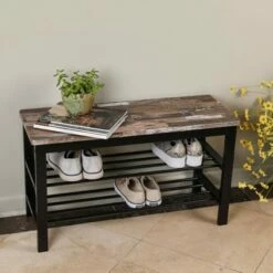 31.5" Entryway Storage Bench and Shoe Rack Distressed Wood Finish Brown - Danya B. -Ottomans Official Shop unnamed file 3911