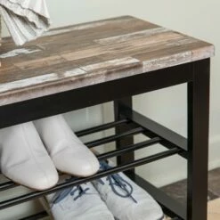 31.5" Entryway Storage Bench and Shoe Rack Distressed Wood Finish Brown - Danya B. -Ottomans Official Shop unnamed file 3914