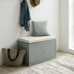 Harper Entryway Storage Bench - Crosley Gray/creme