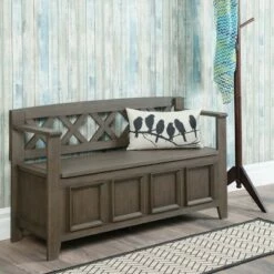 48" Halifax Entryway Storage Bench - WyndenHall Light Avalon Brown