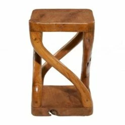 Olivia & May Contemporary Helix Pattern Teak Wood Stool Brown - Olivia & May -Ottomans Official Shop unnamed file 395