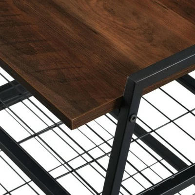 42" Urban Industrial Metal and Wood Entry Bench - Saracina Home Gray Wash 6 42" Urban Industrial Metal and Wood Entry Bench - Saracina Home Gray Wash - Image 4