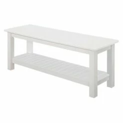 50'' Country Style Entry Bench with Slatted Shelf - White - Saracina Home