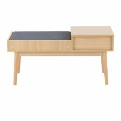 40" Telephone Polyester Wood Contemporary Bench - LumiSource Natural/gray -Ottomans Official Shop unnamed file 4024