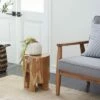 Olivia & May Contemporary Live Edge Teak Wood Stool Brown - Olivia & May -Ottomans Official Shop unnamed file 405