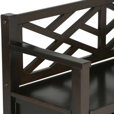 47" Nolan Solid Wood Storage Bench with Basket Storage Espresso Brown - WyndenHall 4 47" Nolan Solid Wood Storage Bench with Basket Storage Espresso Brown - WyndenHall - Image 2