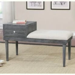 Luce Mid Century Modern Storage Bench Weathered Gray - HOMES: Inside + Out