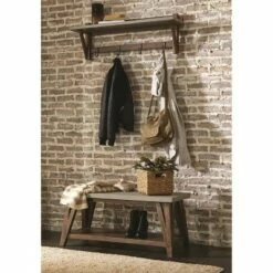 Brookside Entryway Coat Hook and Bench Concrete Coated Top and Wood Light Gray/Brown - Alaterre Furniture -Ottomans Official Shop unnamed file 4093