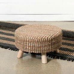 Park Hill Collection Woven Recycled Leather Stool