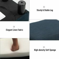 HOMCOM 16” Cube Modern Linen Fabric Pouf Footrest Ottoman