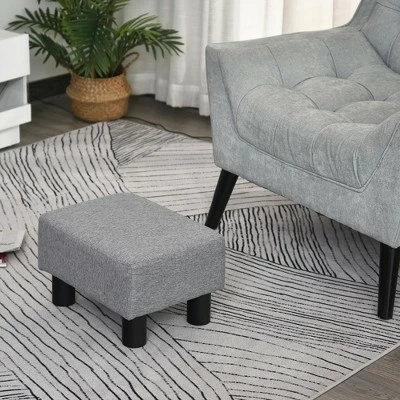 HOMCOM 16” Cube Modern Linen Fabric Pouf Footrest Ottoman 9 HOMCOM 16” Cube Modern Linen Fabric Pouf Footrest Ottoman - Image 7