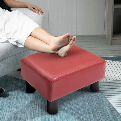 HomCom Modern 15" Rectangular Faux Leather Ottoman Footrest 7 HomCom Modern 15" Rectangular Faux Leather Ottoman Footrest - Image 6