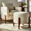 Threshold Designed W/Studio McGee Elroy Sherpa Round Ottoman with Wood Legs Cream - Threshold™ designed with Studio McGee -Ottomans Official Shop unnamed file 4191