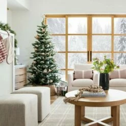 Threshold Designed W/Studio McGee Lynwood Square Upholstered Cube - Threshold™ designed with Studio McGee Burgundy Stripe -Ottomans Official Shop unnamed file 4201