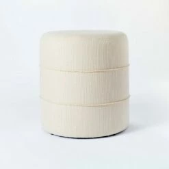 Threshold Designed W/Studio McGee Catalina Mudcloth Round Ottoman - Threshold™ designed with Studio McGee Cream -Ottomans Official Shop unnamed file 4217