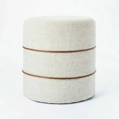 Threshold Designed W/Studio McGee Catalina Mudcloth Round Ottoman - Threshold™ designed with Studio McGee Cream -Ottomans Official Shop unnamed file 4218