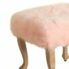Square Wooden Stool with Faux Fur Upholstered Seat and Cabriole Legs Pink/Brown - Benzara -Ottomans Official Shop unnamed file 422