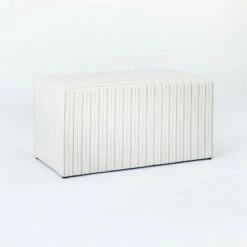 Threshold Designed W/Studio McGee Lynwood Cube Bench - Threshold™ designed with Studio McGee Wide Striped Cream -Ottomans Official Shop unnamed file 4225
