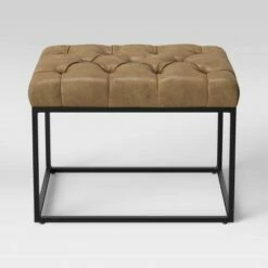 Trubeck Tufted Metal Base Ottoman Faux Leather - Project 62™ Brown -Ottomans Official Shop unnamed file 4233