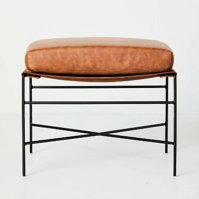 Hearth & Hand W/Magnolia Furniture Faux Leather & Metal Ottoman Black/Brown - Hearth & Hand™ with Magnolia 4 Hearth & Hand W/Magnolia Furniture Faux Leather & Metal Ottoman Black/Brown - Hearth & Hand™ with Magnolia - Image 2