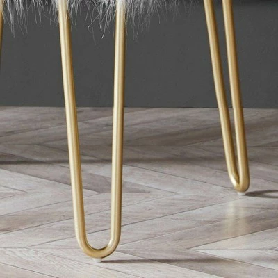 eLuxury Faux Fur Ottoman 4 eLuxury Faux Fur Ottoman - Image 2