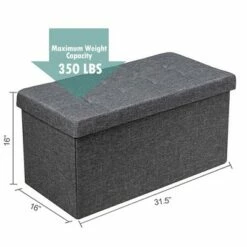 Costway 31.5''Fabric Foldable Storage Ottoman Toy Chest W/Removable Storage Bin Grey Dark Grey