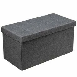 Costway 31.5''Fabric Foldable Storage Ottoman Toy Chest W/Removable Storage Bin Grey Dark Grey -Ottomans Official Shop unnamed file 4372