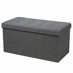 Costway 31.5''Fabric Foldable Storage Ottoman Toy Chest W/Removable Storage Bin Grey Dark Grey -Ottomans Official Shop unnamed file 4373