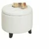 Round Ottoman White - Breighton Home