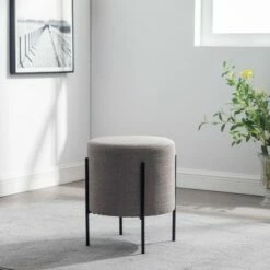 16" Modern Round Ottoman with Metal Base - WOVENBYRD Tan 29 16" Modern Round Ottoman with Metal Base - WOVENBYRD Tan -Ottomans Official Shop unnamed file 4425