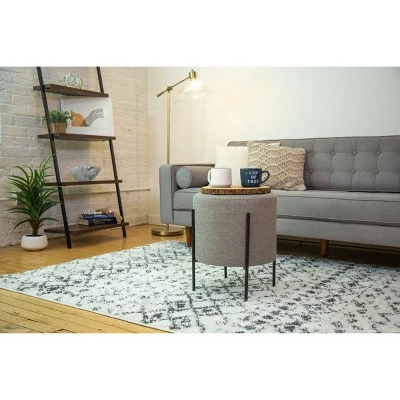 16" Modern Round Ottoman with Metal Base - WOVENBYRD Tan 10 16" Modern Round Ottoman with Metal Base - WOVENBYRD Tan - Image 8