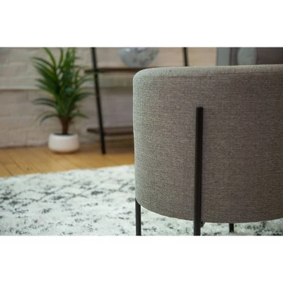 16" Modern Round Ottoman with Metal Base - WOVENBYRD Tan 14 16" Modern Round Ottoman with Metal Base - WOVENBYRD Tan - Image 12