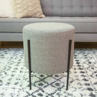 16" Modern Round Ottoman with Metal Base - WOVENBYRD Tan 17 16" Modern Round Ottoman with Metal Base - WOVENBYRD Tan - Image 15