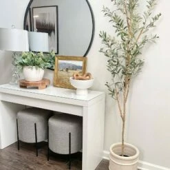 16" Modern Round Ottoman with Metal Base - WOVENBYRD Tan 41 16" Modern Round Ottoman with Metal Base - WOVENBYRD Tan -Ottomans Official Shop unnamed file 4437