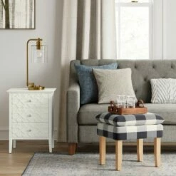 Buffalo Plaid Stool Blue - Threshold™